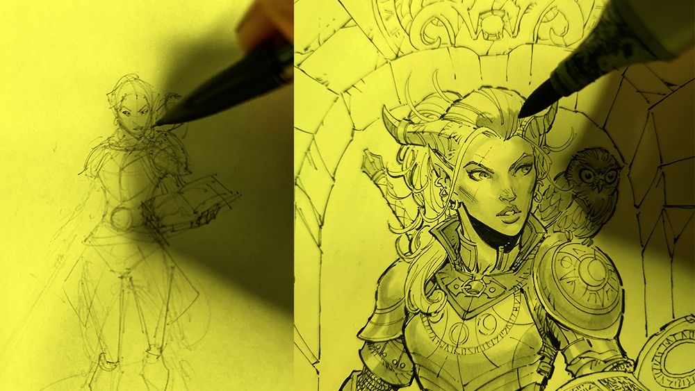  Marvel and DC Comics artist shows how to a draw a character with pencil, pens and markers 